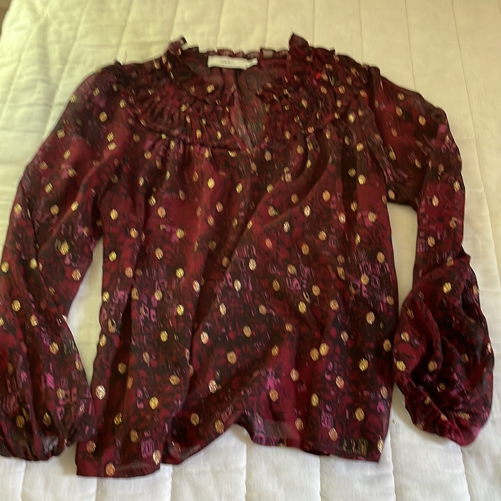 Greylin Sheer top Burgundy /Gold XS